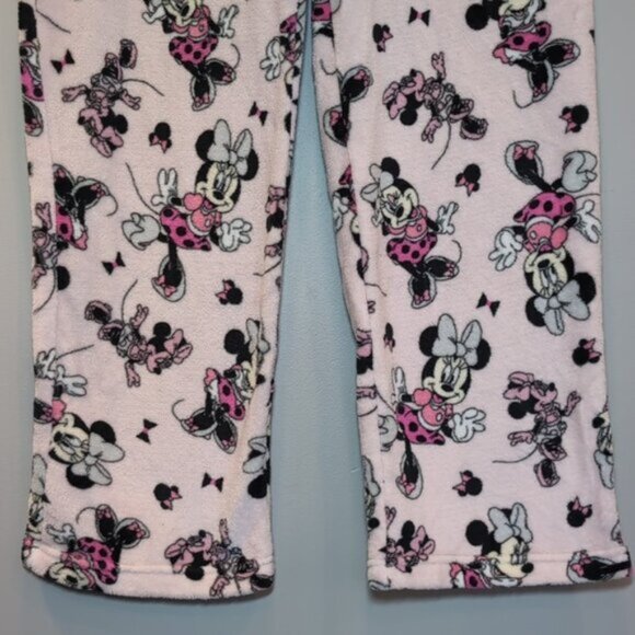3/$20 Disney Minnie Mouse Fleece Pajama Pants Lounge Winter Pull On Straight Leg - Picture 3 of 7